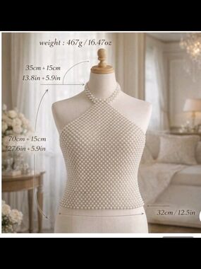 Pearl Halter Crop Top in Ivory